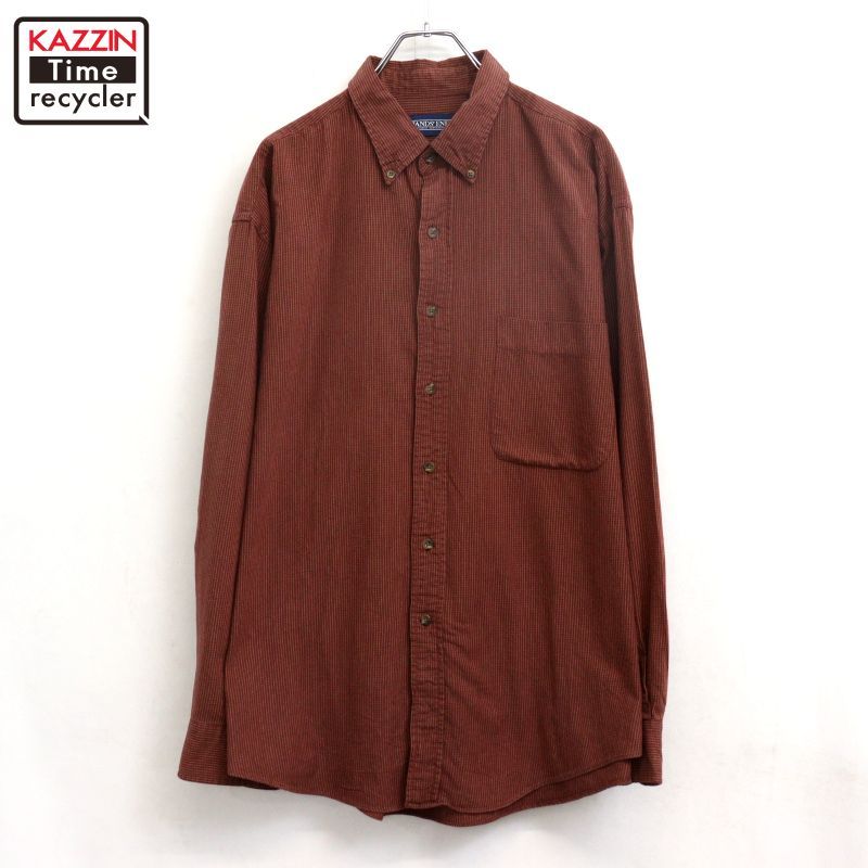 90s vintage LANDS' END チェック柄 ボタンダウン 長袖シャツ メンズ 表記XLサイズ