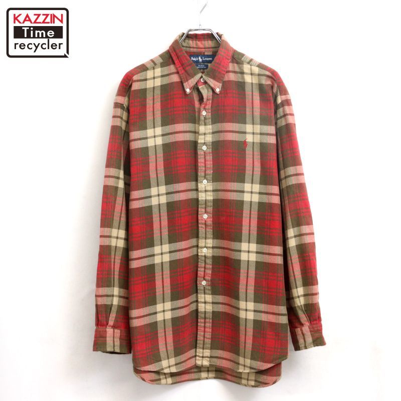 90s vintage RALPH LAUREN チェック柄 BD BLAKE 長袖シャツ メンズ 表記Lサイズ