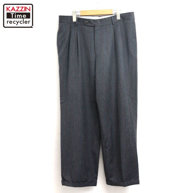 80s vintage ストライプ柄 2タック スラックスパンツ メンズ Lサイズ
