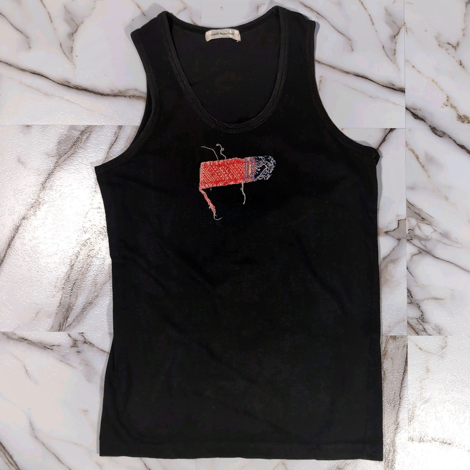 AD1991 90s COMME des GARCONS 民族 刺繍ワッペン タンクトップ 