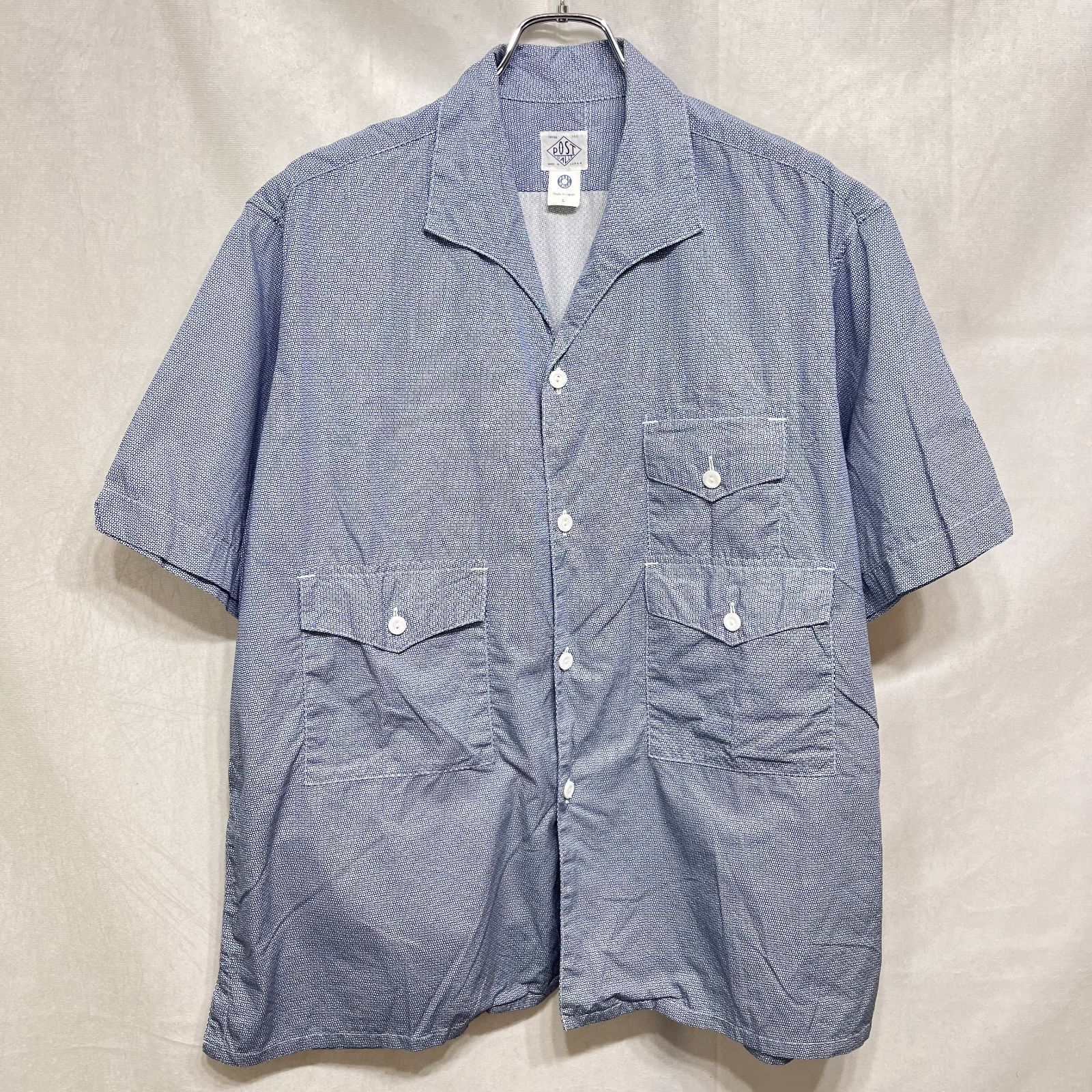 POST O'ALLS OVERALLS ポストオーバーオールズ ● 25SS 3222-MP2 Town & Country 2 micro print white マルチポケットオープンカラータウン&カントリーマイクロプリント半袖シャツ