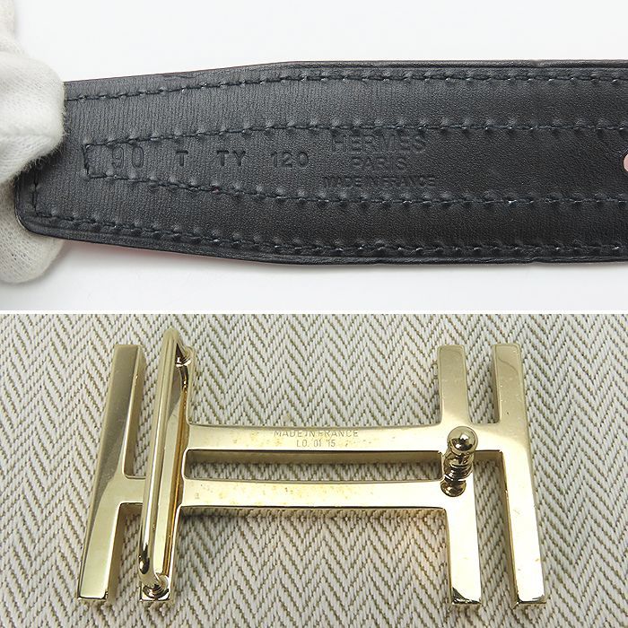 エルメス HERMES 】 アッシュ オ カレ ベルト Hベルト T刻印 ブラック エルメス HERMES 】 アッシュ オ カレ ベルト Hベルト T刻印 ブラック