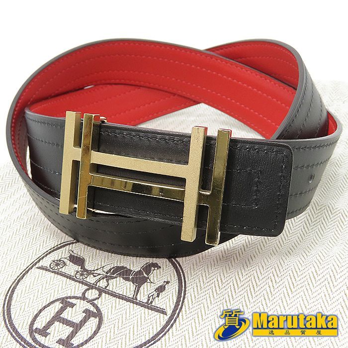 エルメス HERMES 】 アッシュ オ カレ ベルト Hベルト T刻印 ブラック エルメス HERMES 】 アッシュ オ カレ ベルト Hベルト T刻印 ブラック
