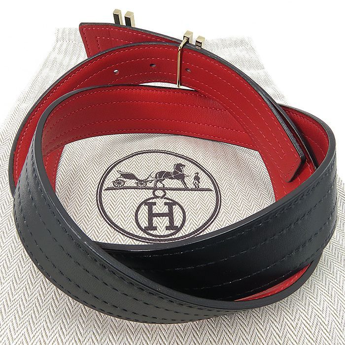 エルメス HERMES 】 アッシュ オ カレ ベルト Hベルト T刻印 ブラック エルメス HERMES 】 アッシュ オ カレ ベルト Hベルト T刻印 ブラック