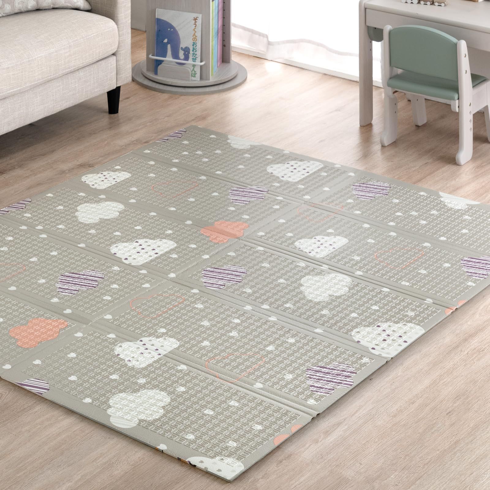 タンスのゲン プレイマット リバーシブル 150×180cm 厚み1cm 折りたたみ 防水 防音 軽量 ベビーマット 子供部屋 床暖房対応 31800074(101065)Y 82266762