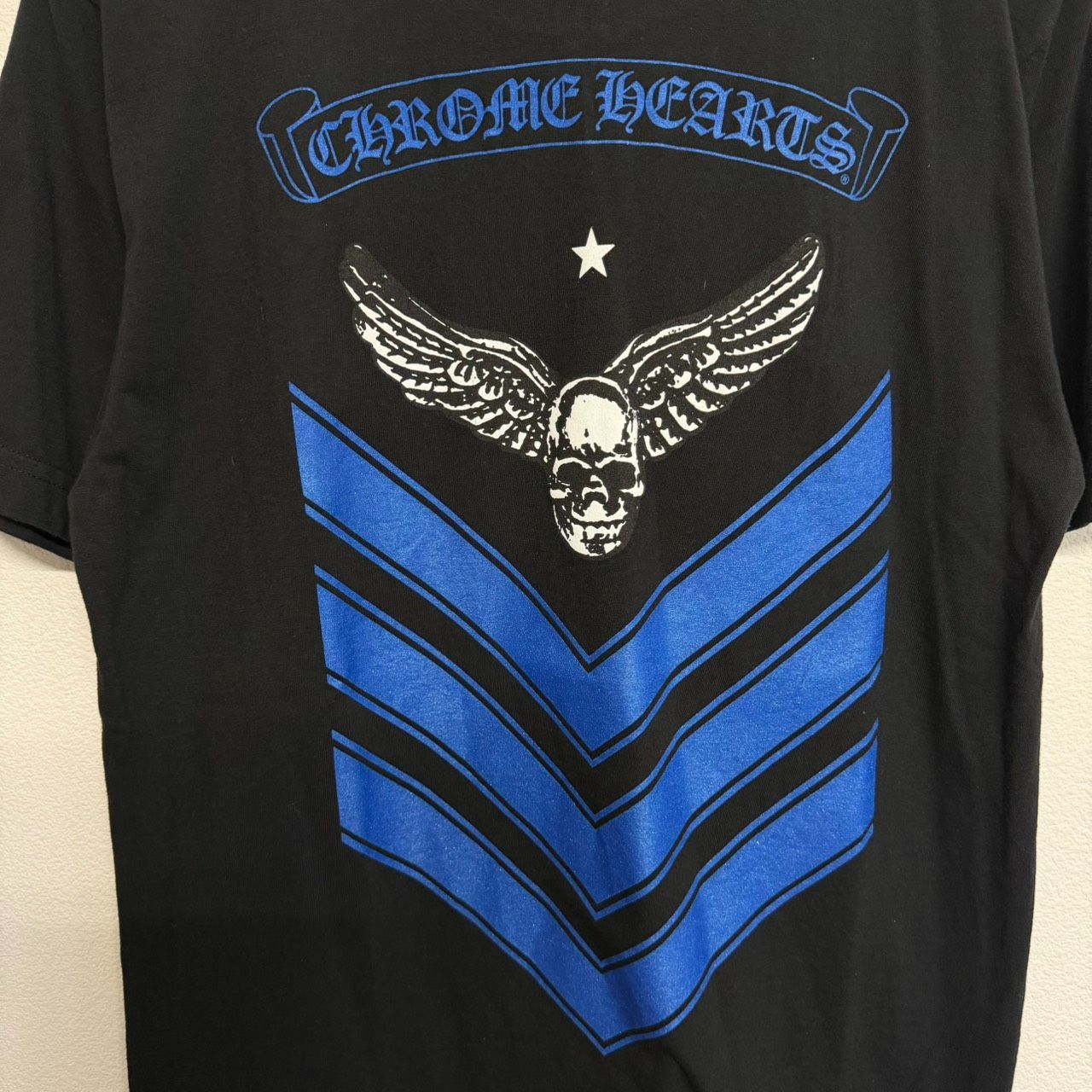 CHROME HEARTS FOTI Scroll Label クロムハーツ フォッティ コラボ スクロールラベル 黒 ブラック 青 ブルー 半袖 Tシャツ トップス メンズ レディース Mサイズ 極美品 2498