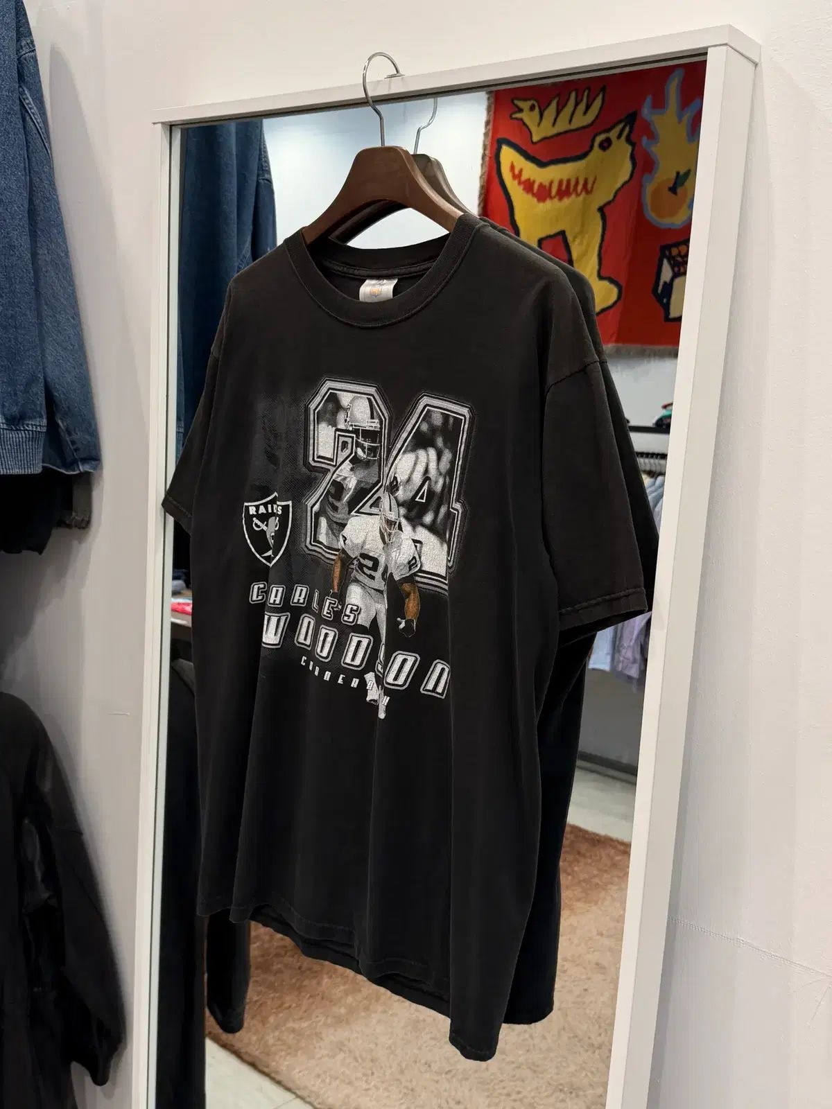 00s NFL オークランド・レイダース No 24 WOODSON フェイディング Tシャツ