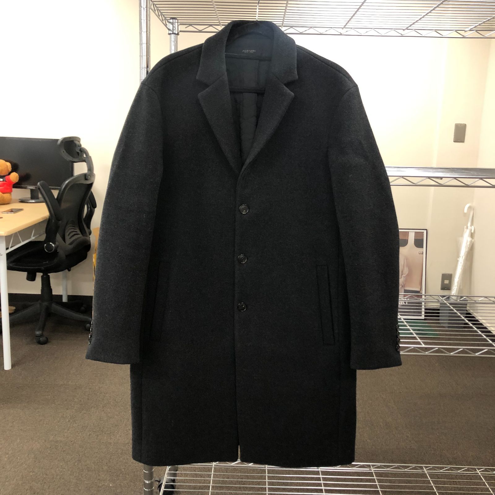 JILL STUART ジルスチュアート ウールコート Mサイズ CHARCOAL チャコール WOOL COAT メンズ レディース 古着