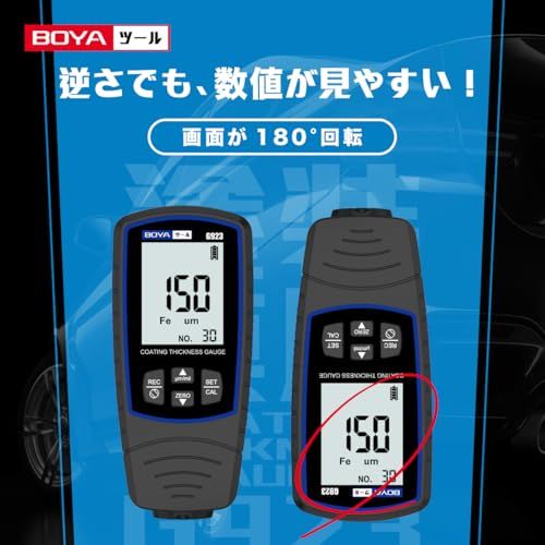 BOYA 膜厚計 塗膜計 自動車塗装 膜 厚み 測定器 下地 自動素地判別 日本語説明書 G923 (ブルー)ma 1a0198a1