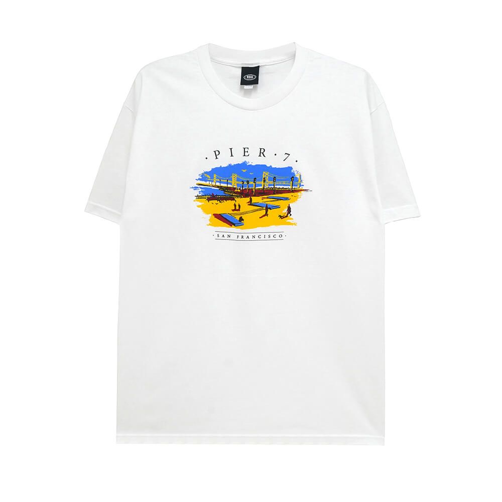 REAL T-SHIRT リアル Tシャツ PIER 7 WHITE　スケートボード スケボー