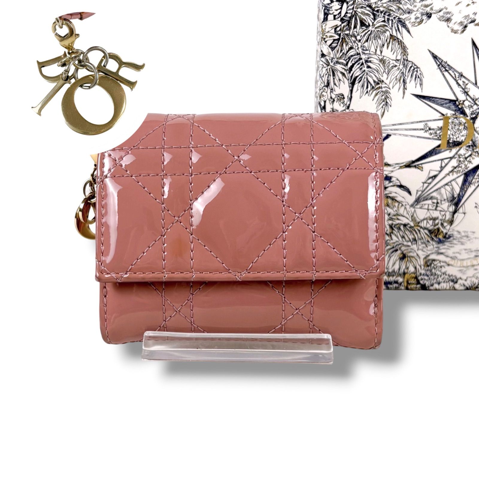クリスチャンディオール Lady Dior Lotus ウォレット三つ折り財布