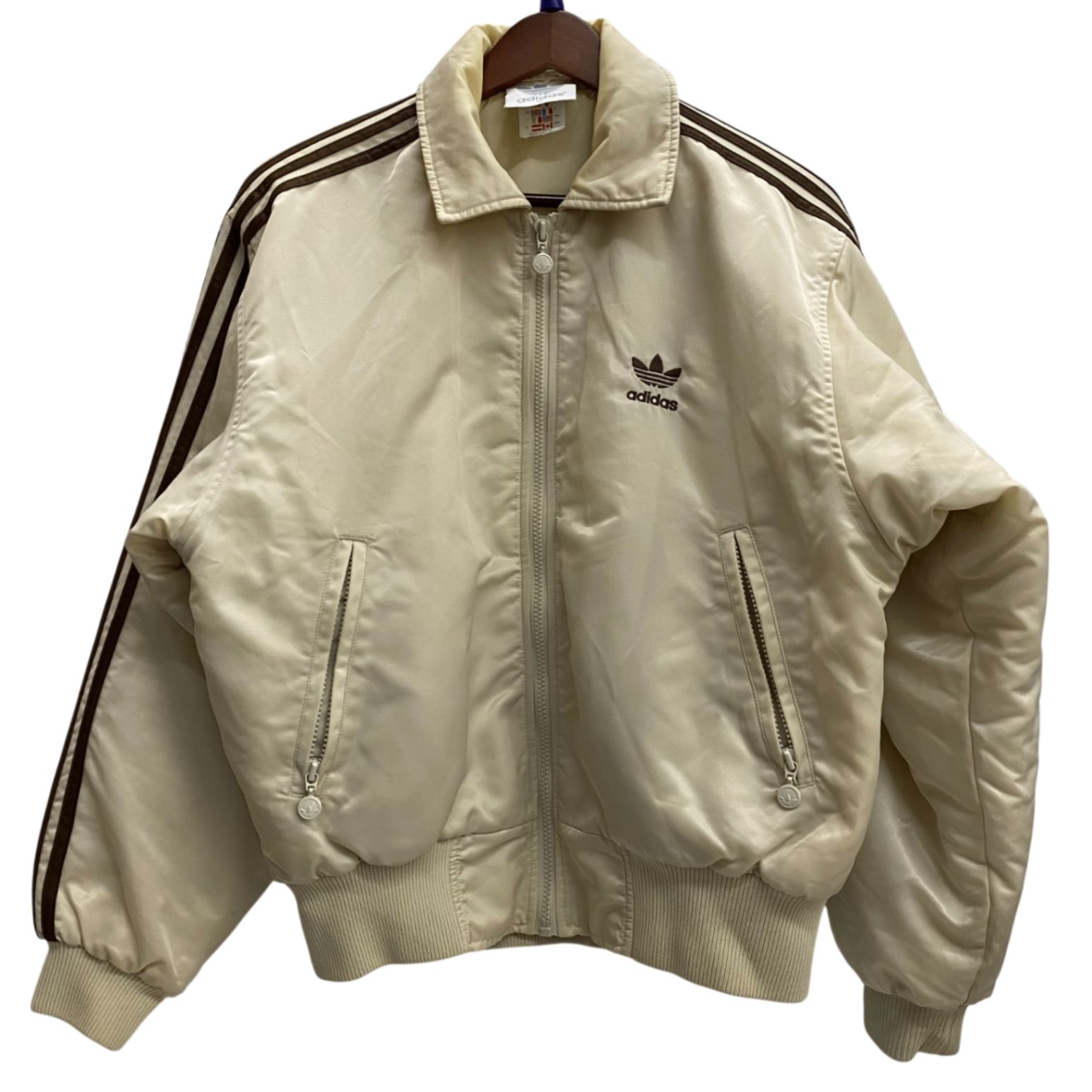 アディダス adidas 90's トレフォイルロゴ 中綿ブルゾン ジャケット ベージュ Mサイズ 201MT-5974 VB