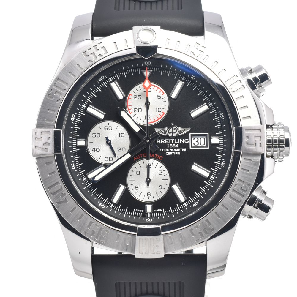 ブライトリング BREITLING A13371 スーパーアベンジャーII クロノグラフ ブラック 自動巻き メンズ 美品 箱・保証書付き 腕時計 I#147815