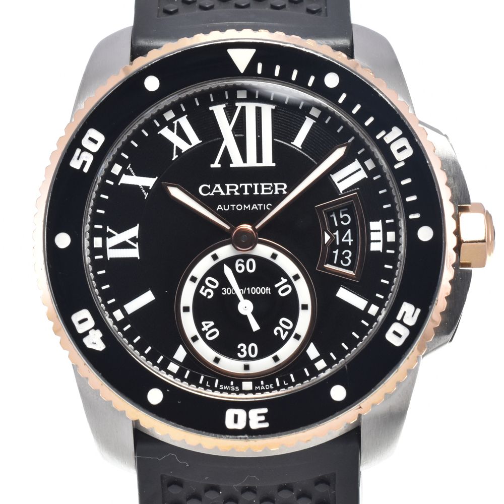 カルティエ CARTIER W7100055 カリブル・ドゥ・カルティエ ダイバー ブラック 自動巻き メンズ 美品 内箱・保証書付き 腕時計 I#148021