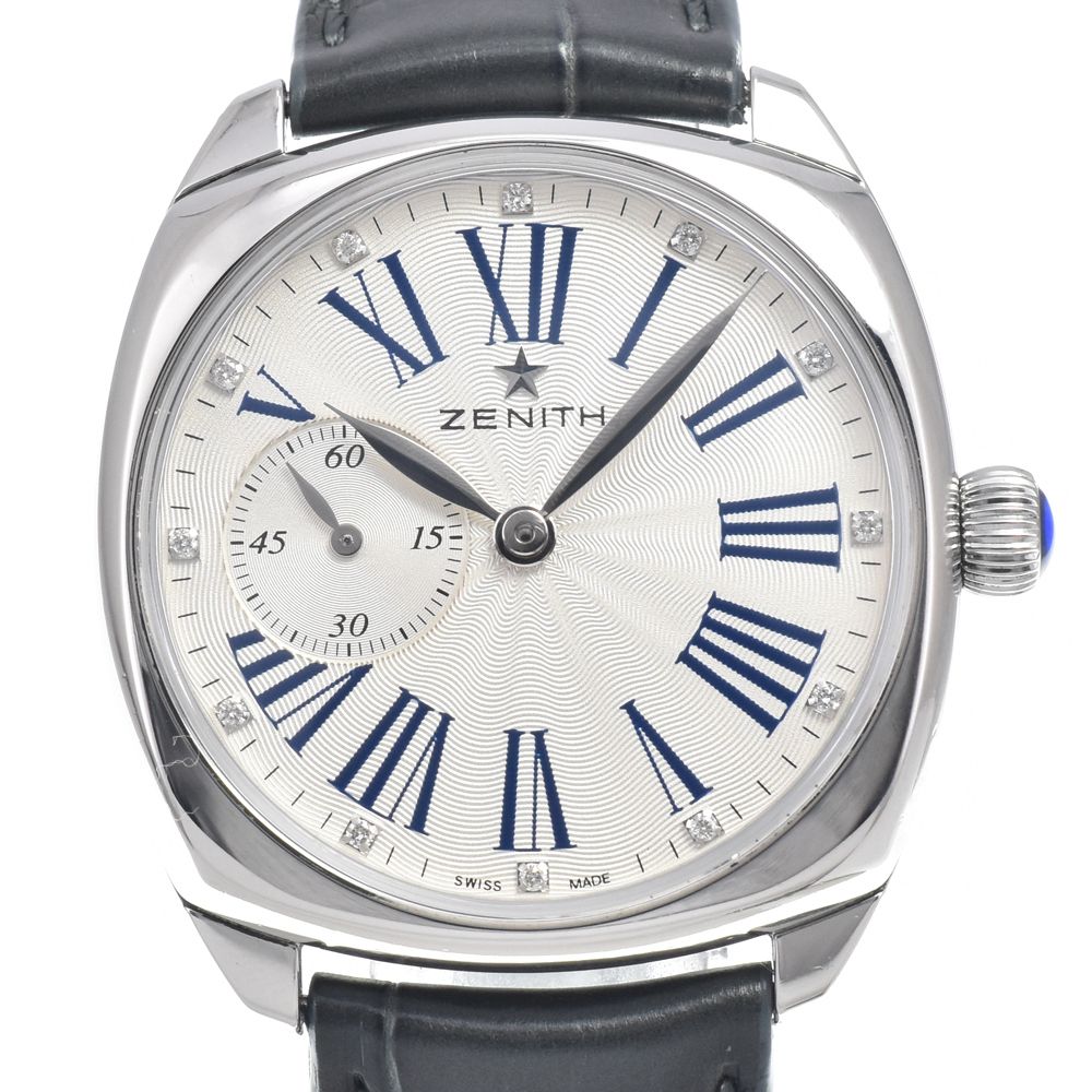 ゼニス ZENITH 03.1970.681/01.C733 ヘリテージ スター 12P ダイヤモンド シルバー 自動巻き レディース 美品 箱・保証書付き I#147794