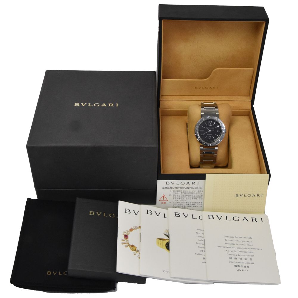 ブルガリ BVLGARI BB38SS AUTO メンズ 箱・保証書付き ブルガリ BVLGARI BB38SS AUTO ブルガリブルガリ デイト ブラック 自動