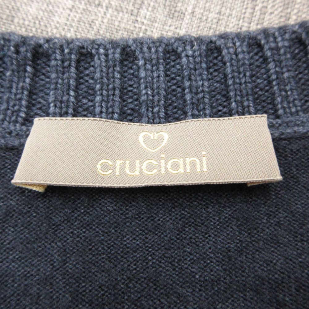 【ほぼ未使用！クルチアーニ】Vネック ヴァージンウール ニット 48 ネイビー CRUCIANI クルチアーニ ニット ウール Vネック セーター 長袖 プル