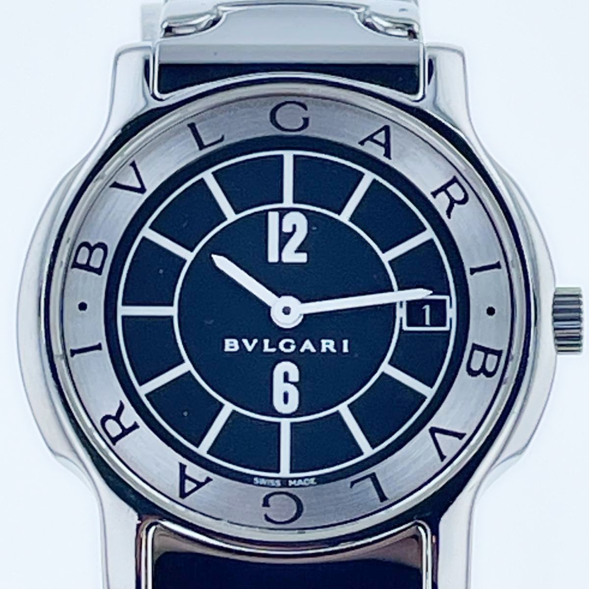 ブルガリ ソロテンポ ST35S クオーツ 腕時計 35mm 黒 シルバー レア BVLGARI ブルガリ ソロテンポ 35mm 腕時計 ST35S メンズ ステンレス