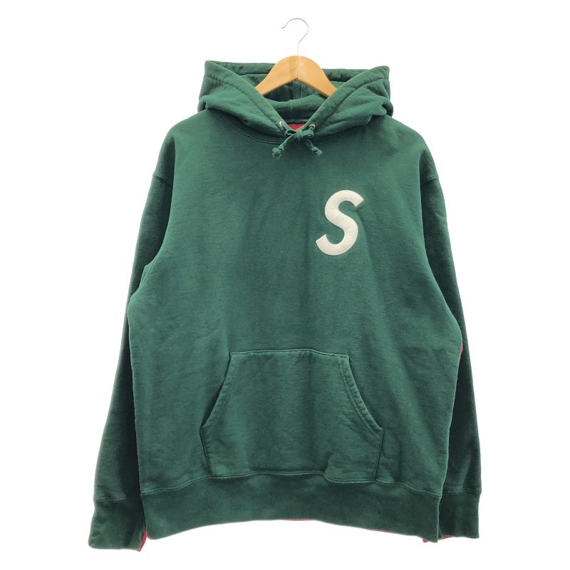 【中古】Supreme S Logo Split Hooded Sweatshirt M グリーン レッド シュプリーム[10]