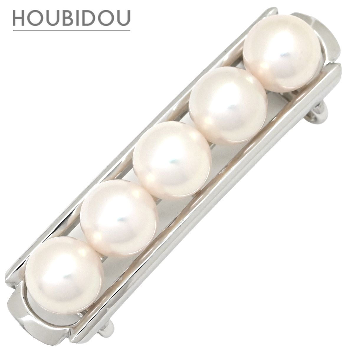 ミキモト MIKIMOTO アクセサリー あこやパール 帯どめ パールホワイト×ホワイトゴールド MIKIMOTO 帯留 5P 5粒 真珠 【中古】
