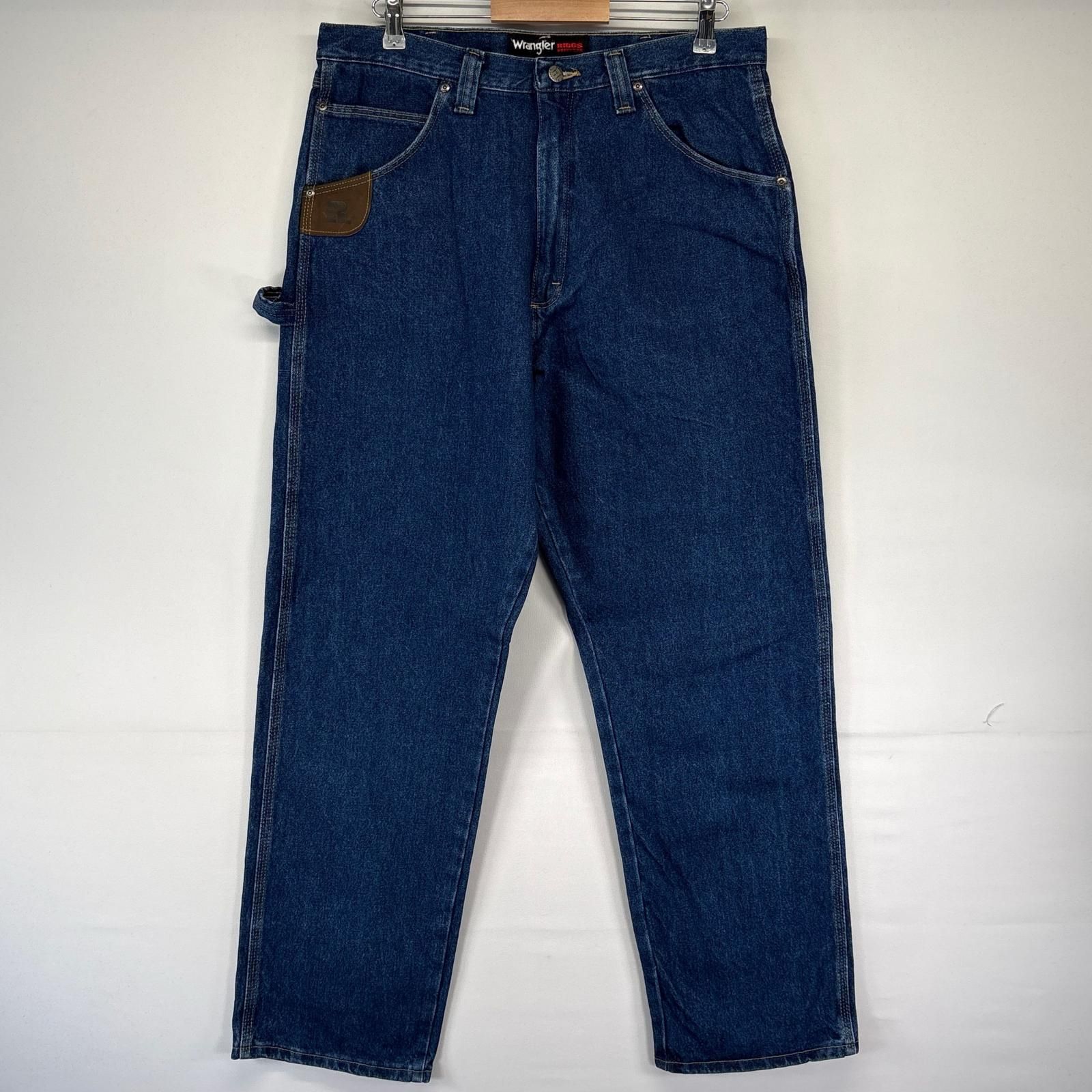 古着 ラングラー Wrangler デニム パンツ ペインターパンツ ワーク ワンポイント 大きいサイズ W36L34 ブルー系 メンズ