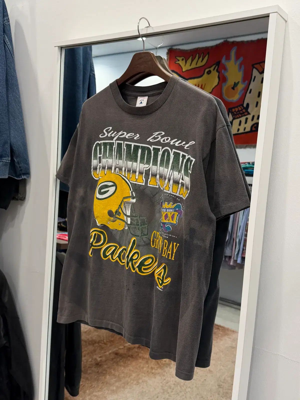 90s Delta NFL グリーンベイ・パッカーズ スーパーボウル XXXI フェイディング Tシャツ