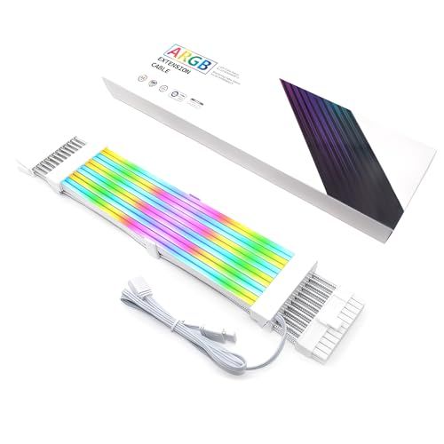 【スモールラボ】LED ARGB 5v 3pin スリーブケーブル 延長ケーブル 30cm 電源 ゲーミング (24pin)t