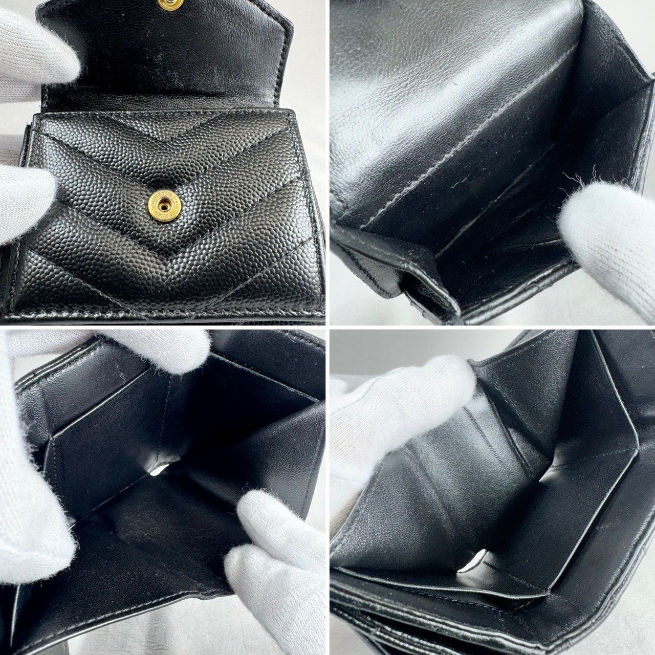 美品】サンローラン カサンドラ タイニー ミニ 三つ折り 財布 ブラック 