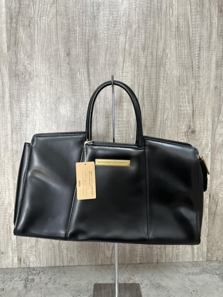 美品 KATHARINE HAMNETT キャサリンハムネット タグ付き ハンド バッグ size-/黒 ■■ レディース