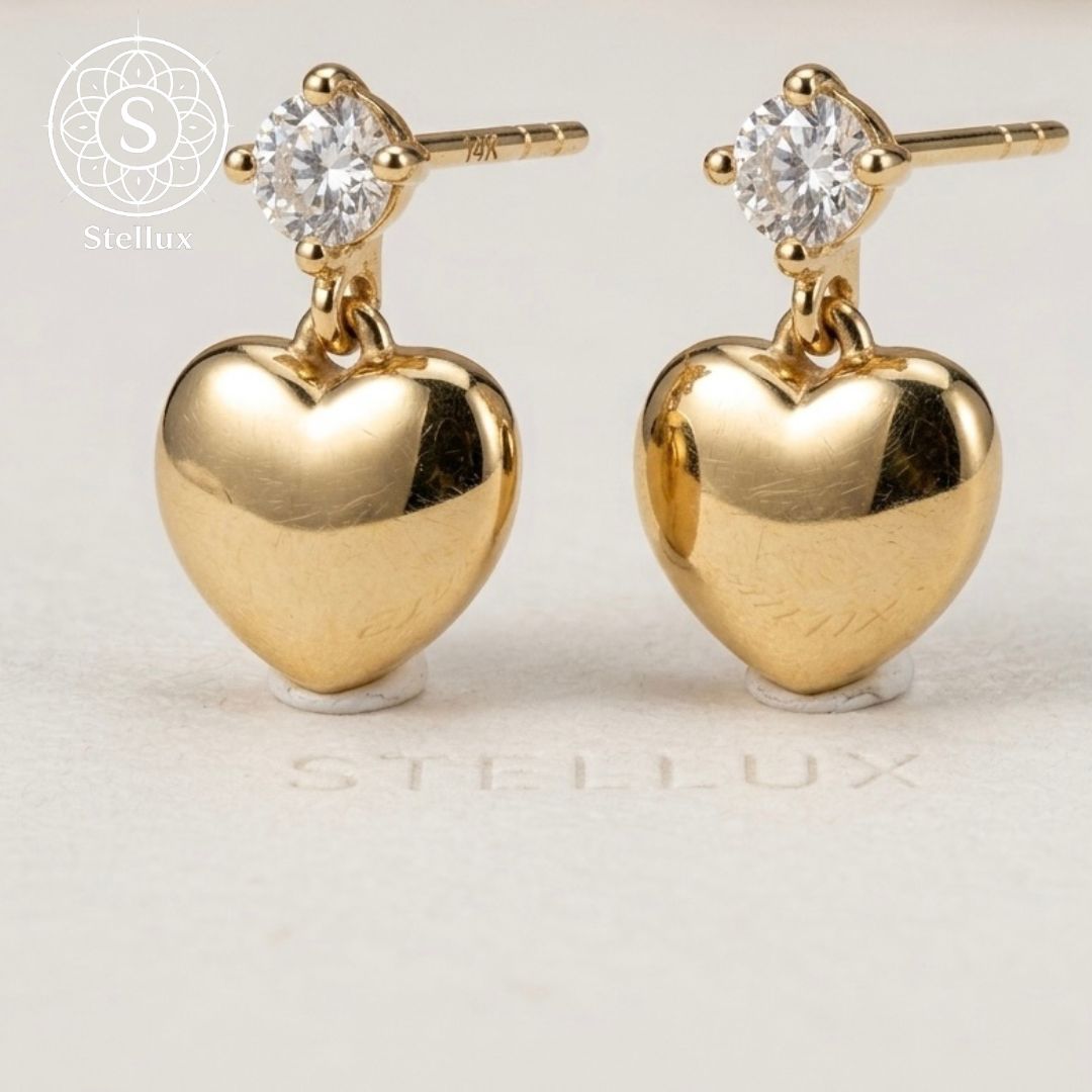 【14K。共に時を刻む一生モノ】モアサナイト・ハートピアス/14金刻印/両耳計0.6ct/金属アレルギー対応/鑑定書付/プレゼント・ギフトにも◎/トラベルジュエリー/オフィス/カジュアル/Au585