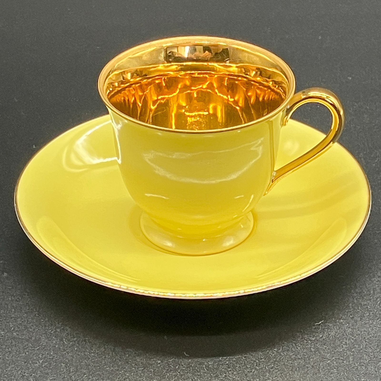 オールドノリタケ　キャビネット カップ&ソーサー　ハーレクイン 1935年～1941年頃　FOREIGN　マルキ印 英国 / ゴールド × イエロー ( ING G09 / POP_2110 )