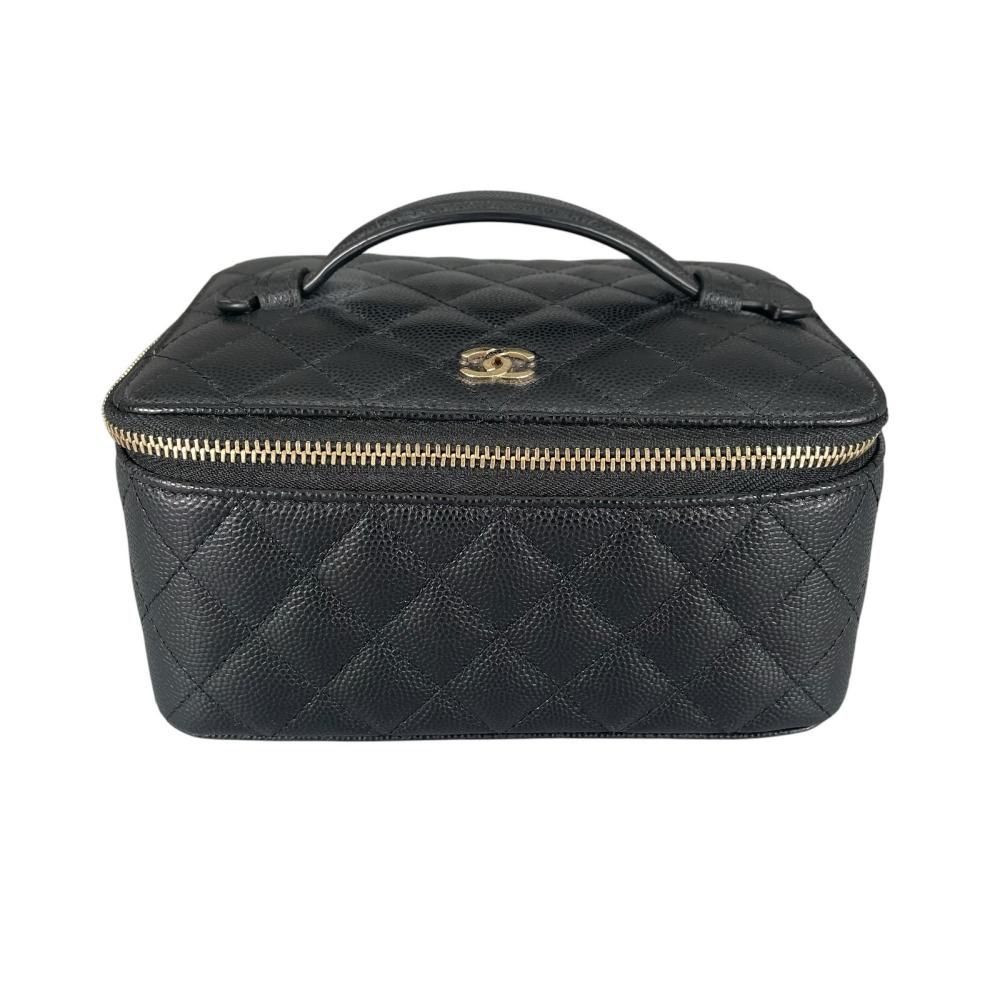 シャネル ポーチ レディース バニティ アクセサリーポーチ 29番台 ココマーク CHANEL ブラック 黒 ゴールド金具 美品 235年【中古品】