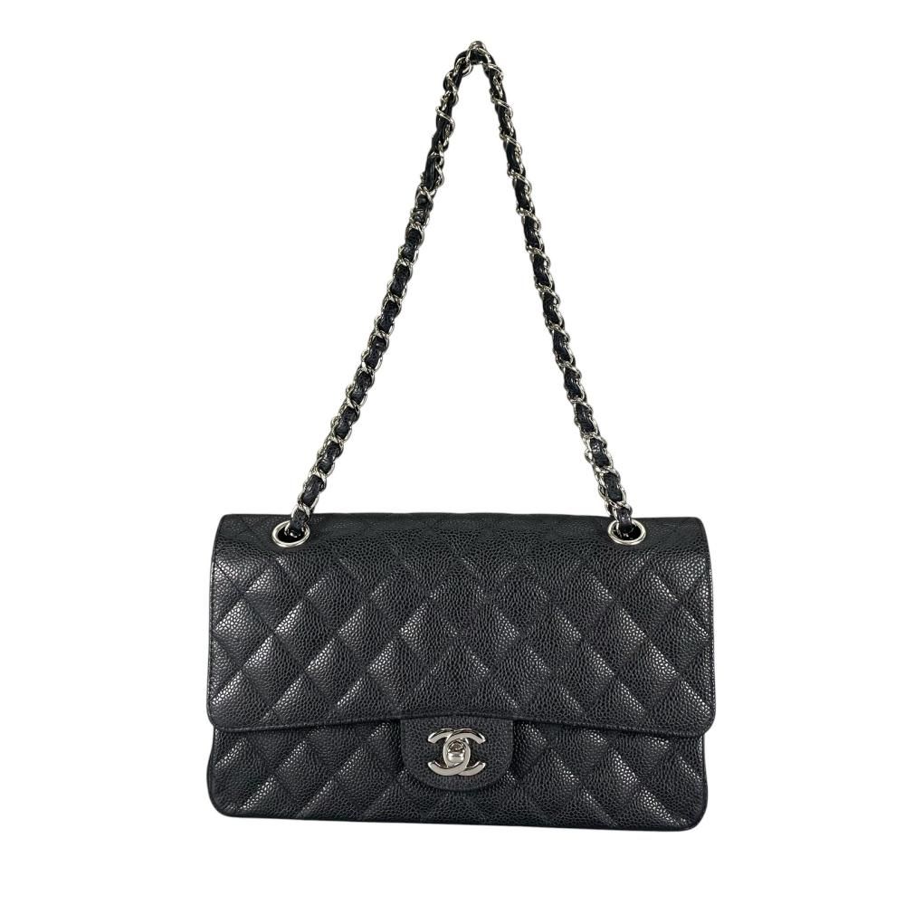 シャネル ショルダーバッグ レディース マトラッセ25 シルバー金具 チェーンショルダー 13番台 肩掛け CHANEL ブラック 黒 シルバー金具 美品【中古品】