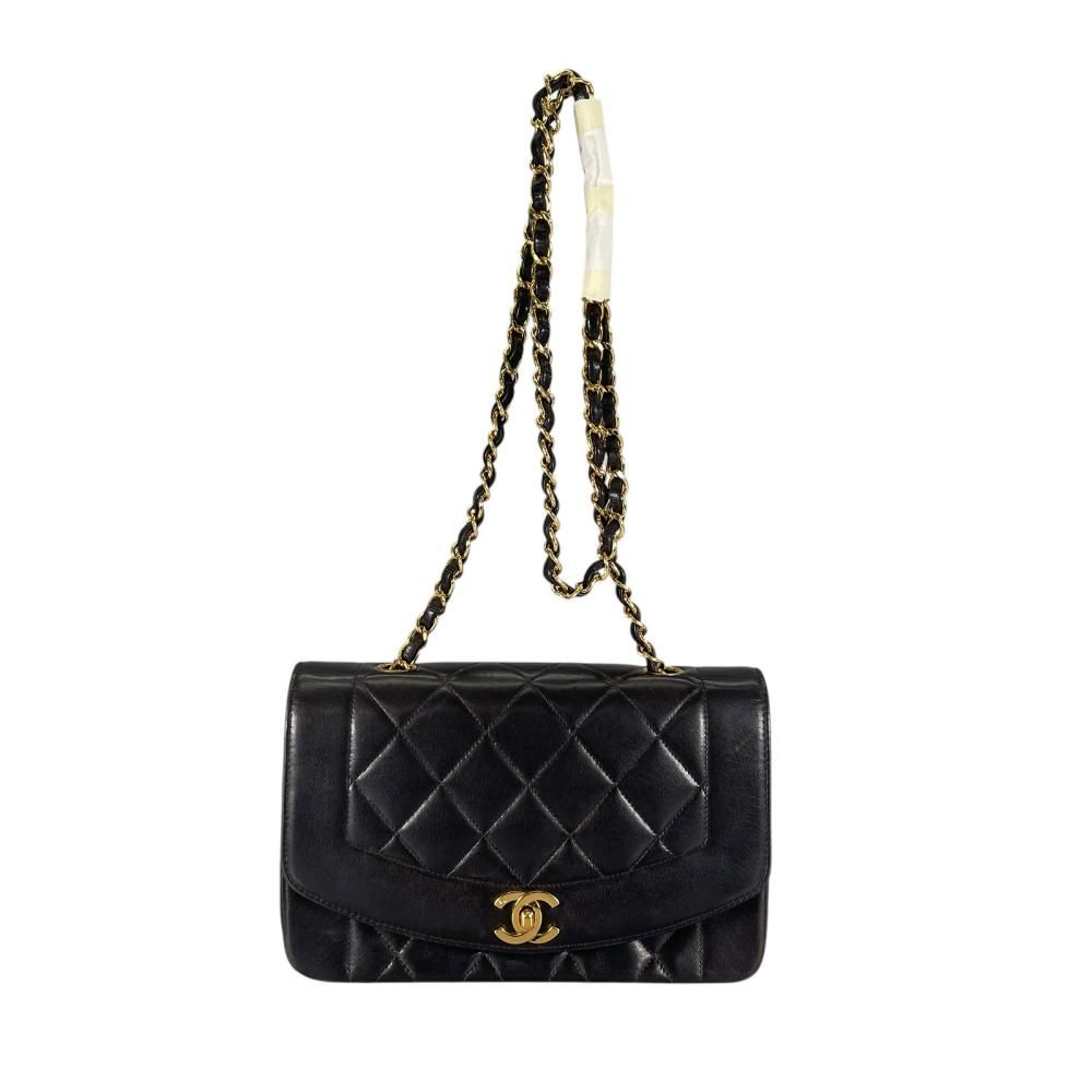 シャネル ショルダーバッグ レディース ダイアナ22 チェーンショルダー 2番台 斜め掛け ココマーク CHANEL ラムスキン ブラック 黒 ゴールド金具 美品【中古品】 291,600円