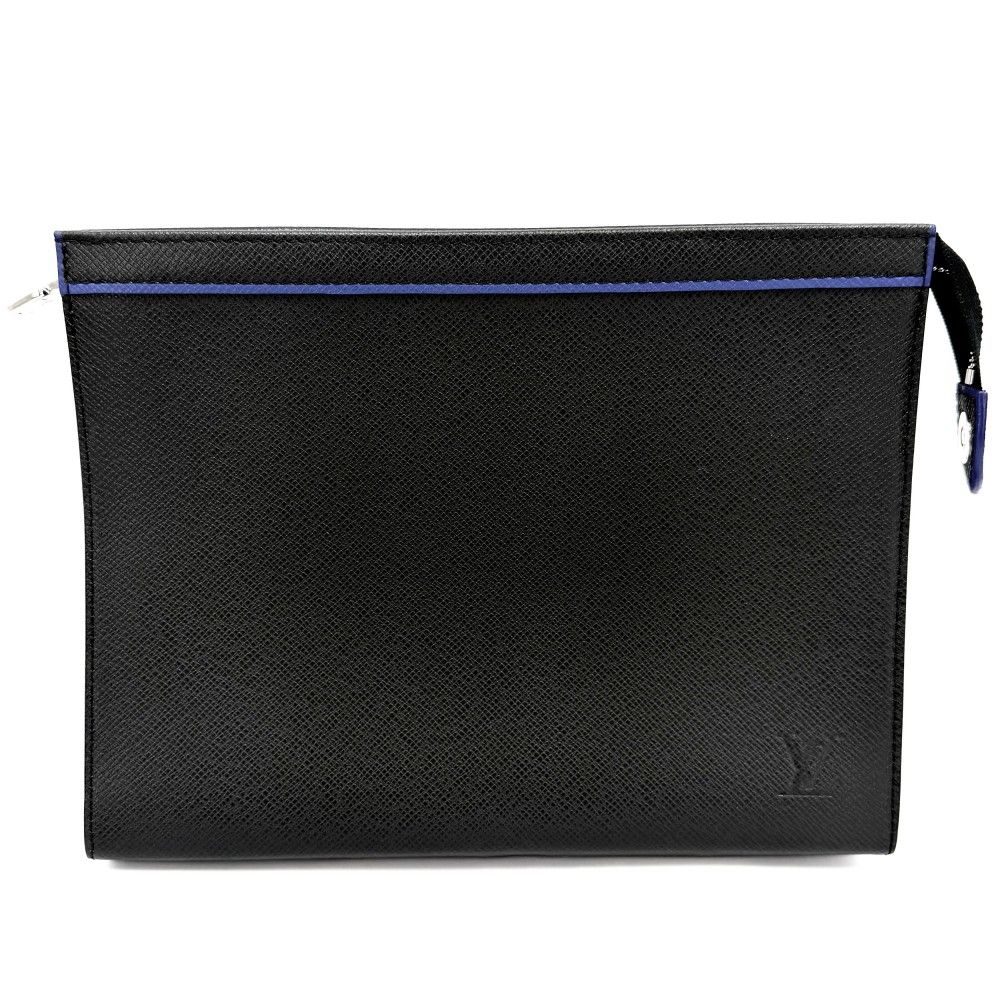 ルイヴィトン クラッチバッグ メンズ タイガ ポシェットヴォワヤージュMM セカンドバッグ LOUIS VUITTON M30573 ブラック 黒 シルバー金具【中古品】
