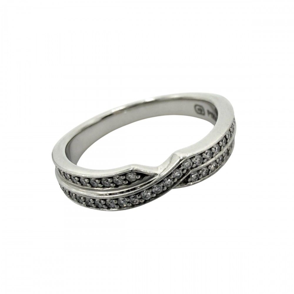 ハリーウィンストン 指輪 レディース トリスト・ツーロウ・バンドリング ジュエリー アクセサリー HARRY WINSTON Pt950プラチナ ダイヤモンド 約8.5号 WBDPRD2RTST 約5.0g【中古品】