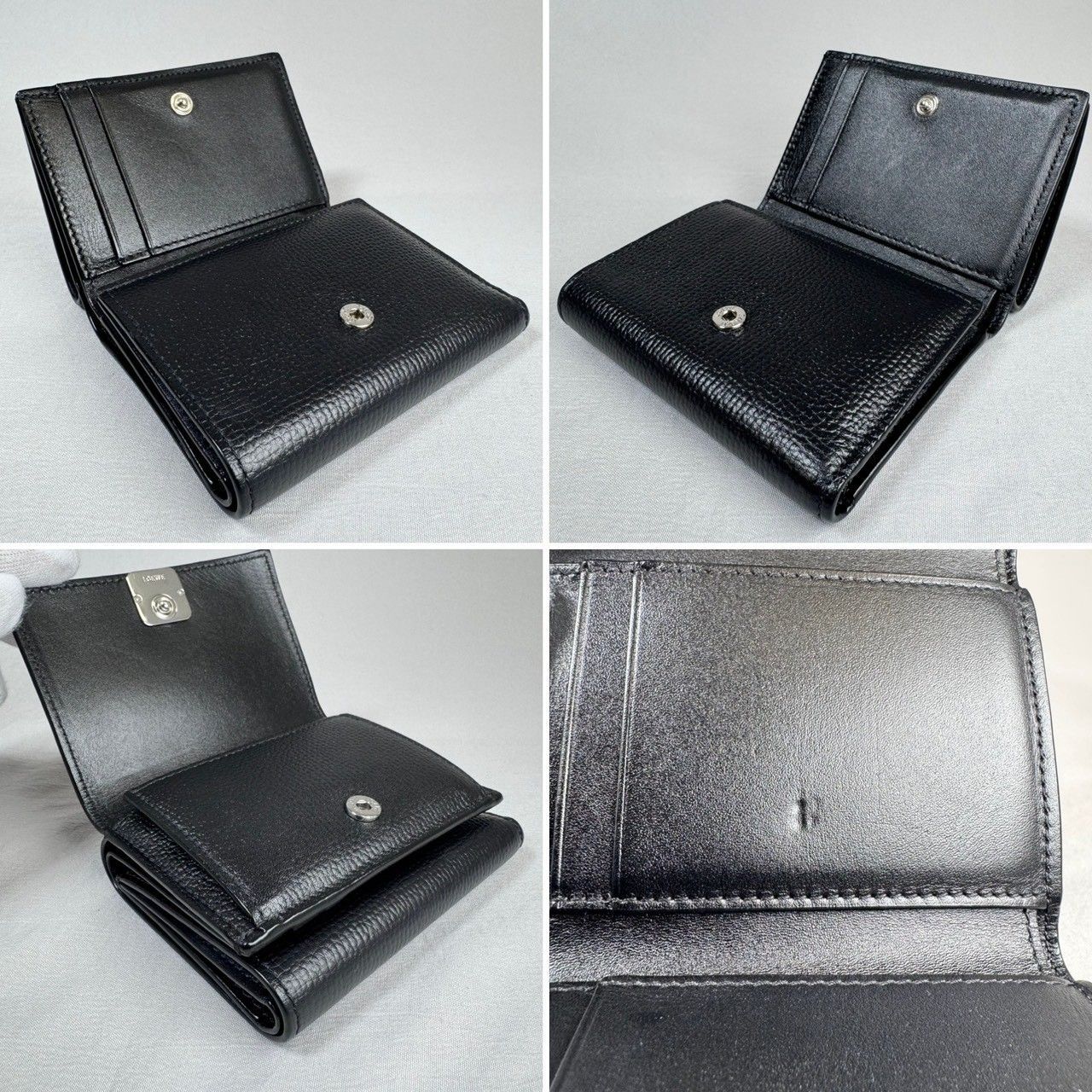 美品】LOEWE ロエベ アナグラム トライフォールド Wホック コンパクト 