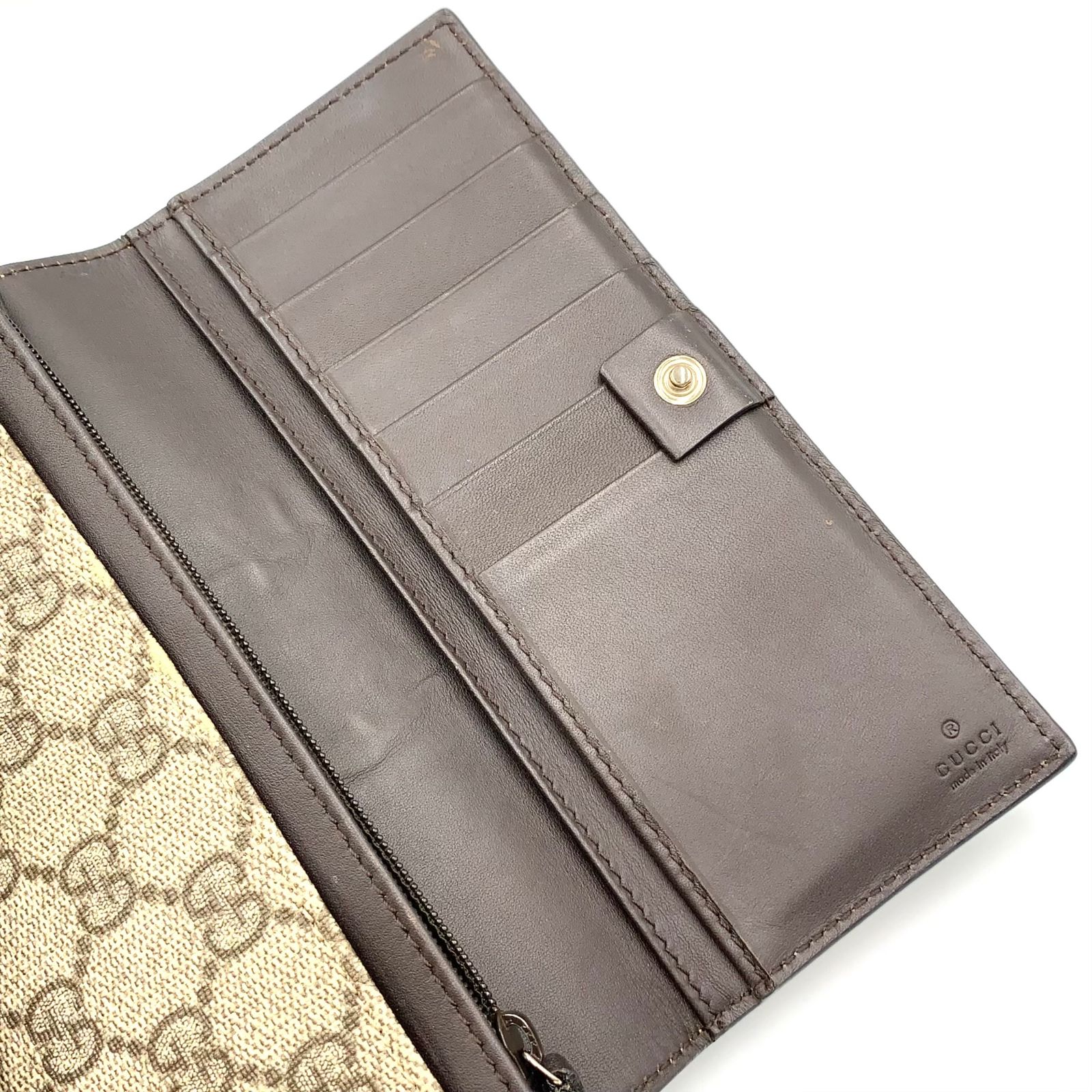 新着】GUCCI オフィディア GGスプリーム レザー×PVC ブラウン 長財布 