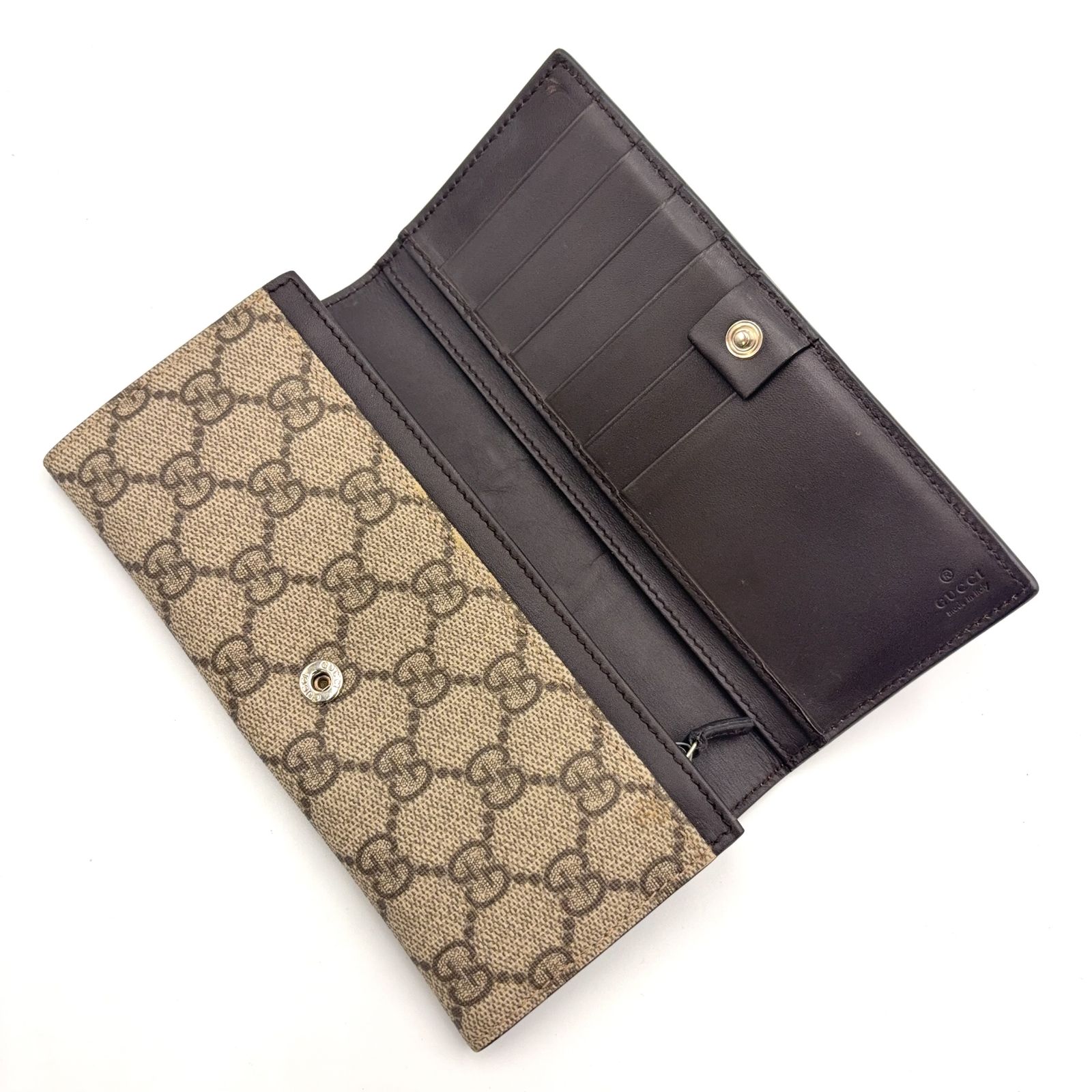 新着】GUCCI オフィディア GGスプリーム レザー×PVC ブラウン 長財布