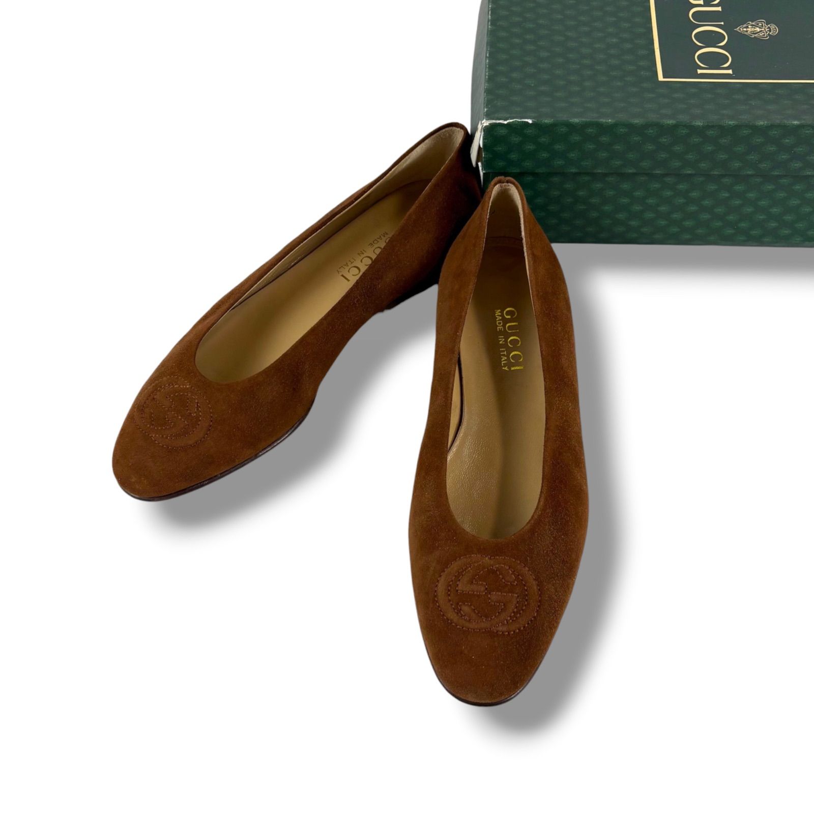 グッチ GUCCI インターロッキング ラウンドトゥ スエードレザー