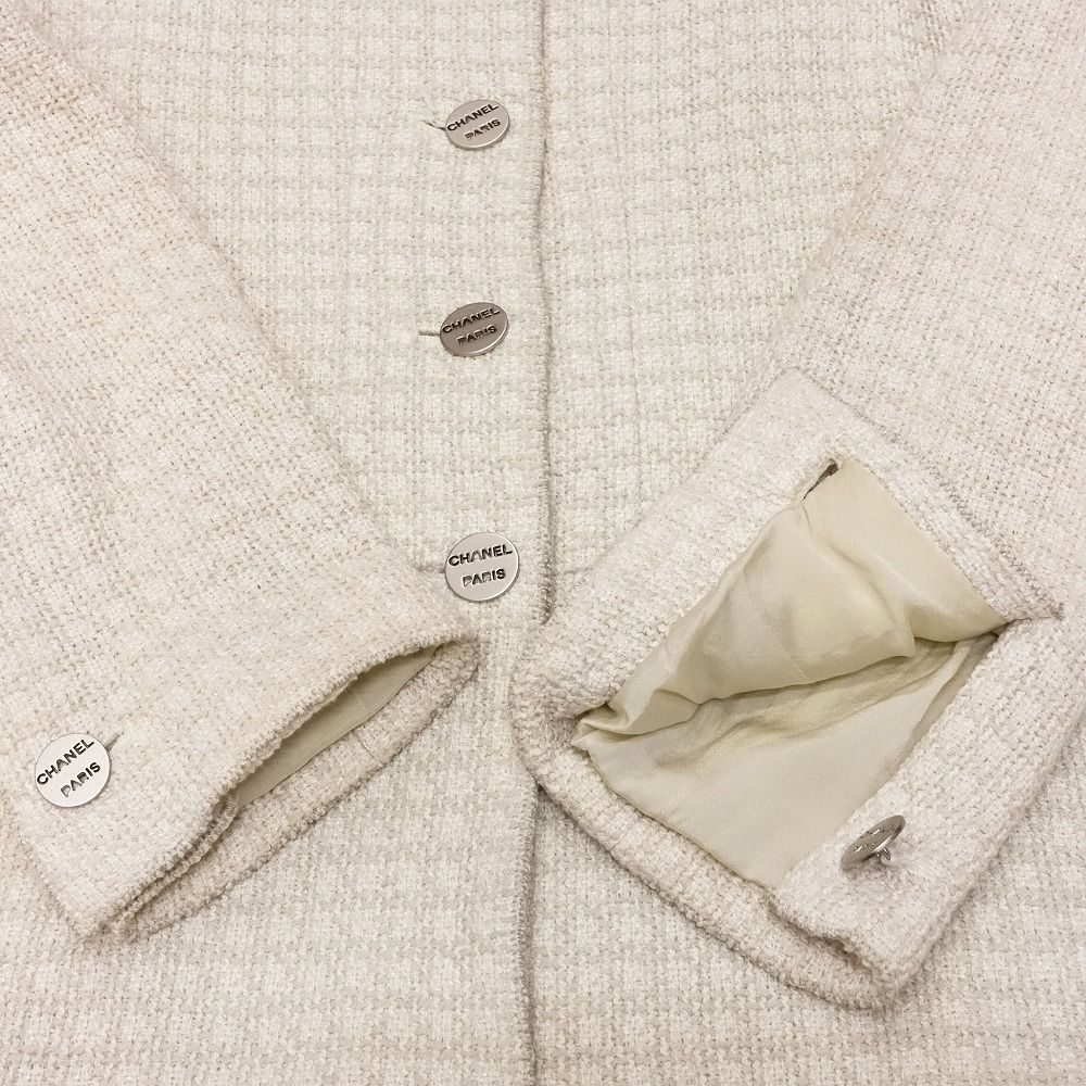 良品 00s CHANEL シャネル ツイード ジャケット ブレザー ロゴ ボタン