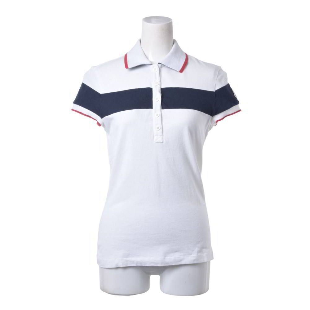 MONCLER ポロシャツ ホワイト/ネイビー/レッド MONCLER カラー切替 コットン ストレッチ ポロシャツ - メルカリ
