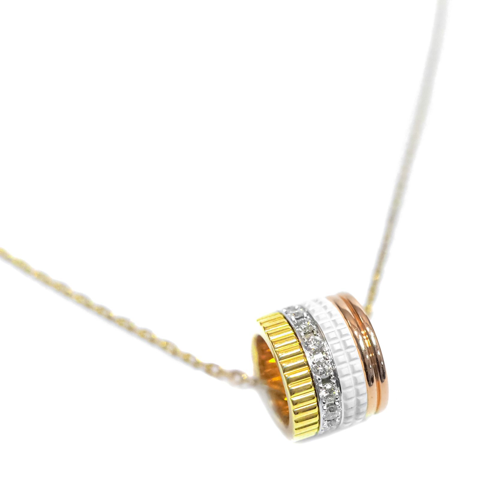 BOUCHERON ブシュロン キャトル ホワイト スモール K18YG K18WG K18PG ダイヤモンド セラミック ネックレス 約5.3g位 [ JPN00700 ペンダント 18金 イエロー ホワイト ピンク ゴールド ジュエリー アクセサリー ]