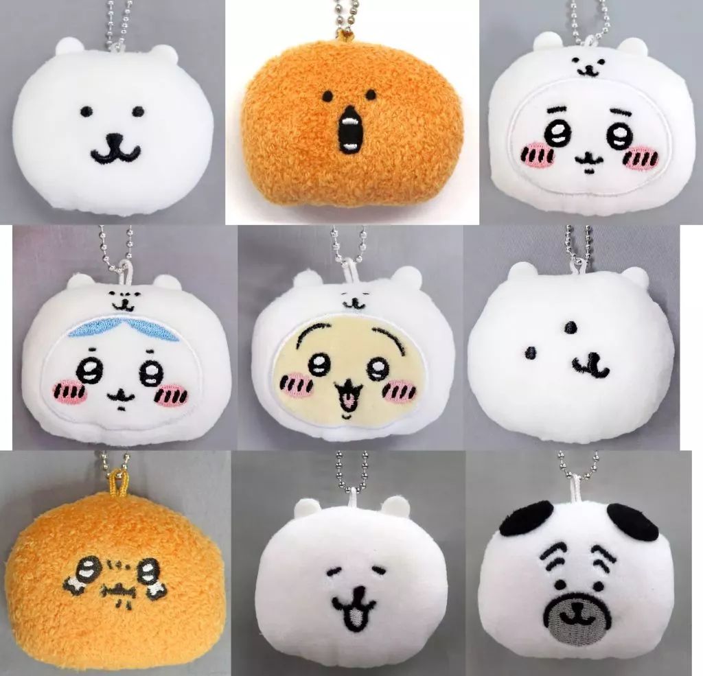 【中古】キーホルダー 全9種セット 「自分ツッコミくま×ちいかわ なんか小さくてかわいやつ ナガノマーケット 鈴入りおかおマスコット」