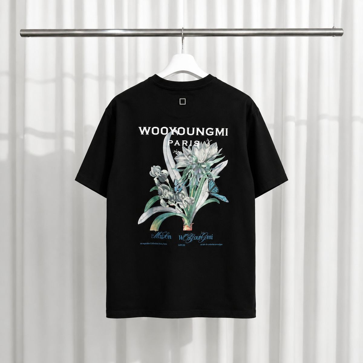 48 ウーヨンミ フラワー プリント バックロゴ 半袖 Tシャツ W231TS49