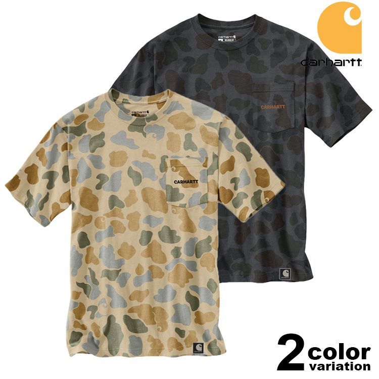 カーハート Tシャツ Carhartt Relaxed Fit Lightweight SS Pocket Camo Logo Graphic T-Shirtt 迷彩柄 リラックスフィット USAモデル 大きいサイズ [106894]