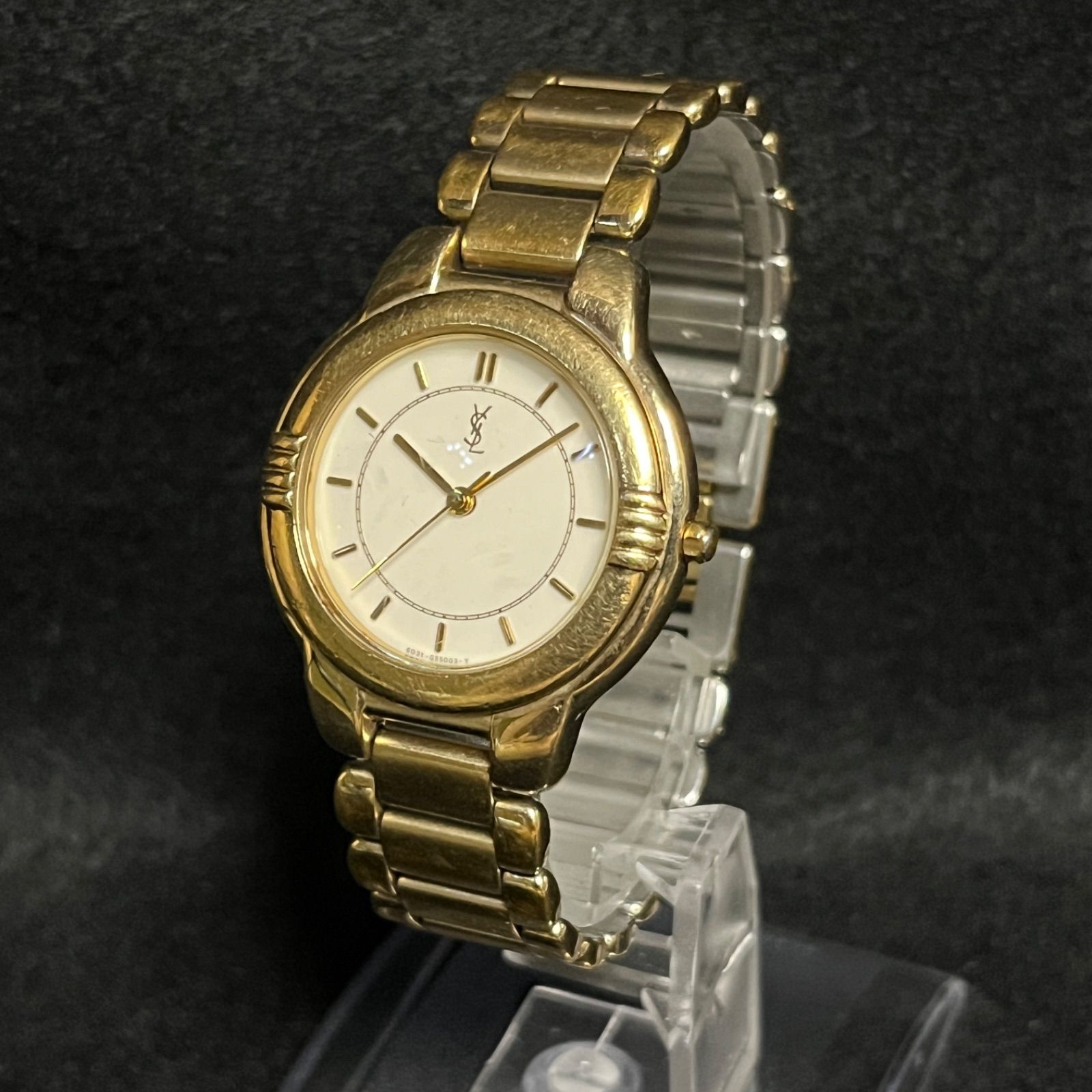 【稼働品】Yves Saint Laurent イヴサンローラン 腕時計 クォーツ 6031-G11254 動作確認済み 電池交換済み ゴールド