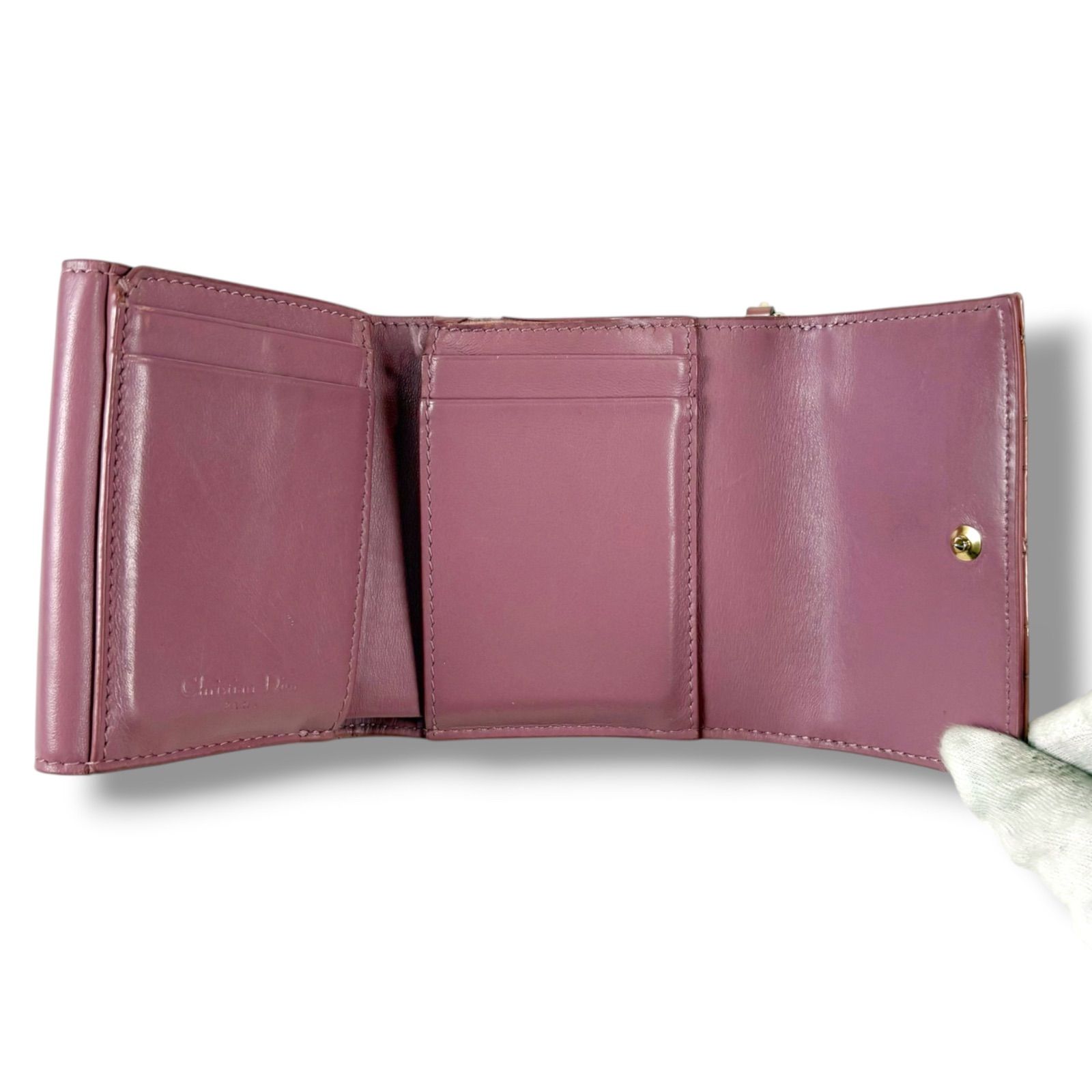 クリスチャンディオール Lady Dior Lotus ウォレット三つ折り財布