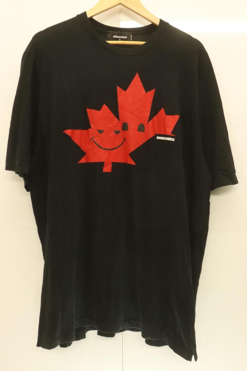 【中古】 DSQUARED2 メンズTシャツ XL Maple Leaf T Shirt DSQUARED2 XL 黒 ブラック プリント 5,844円