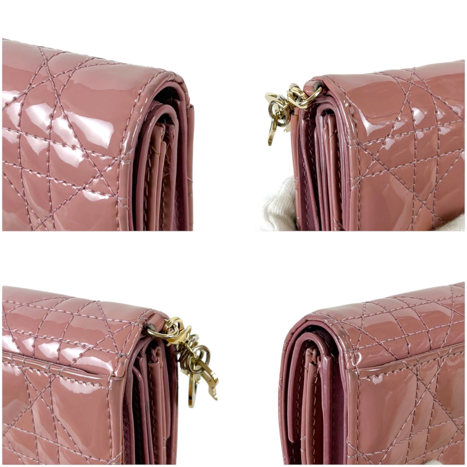 クリスチャンディオール Lady Dior Lotus ウォレット三つ折り財布